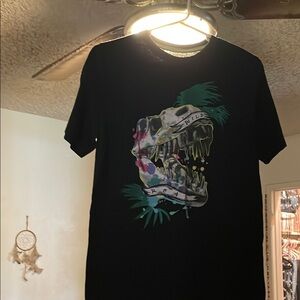 Black Graphic T-Shirt with Skull Design